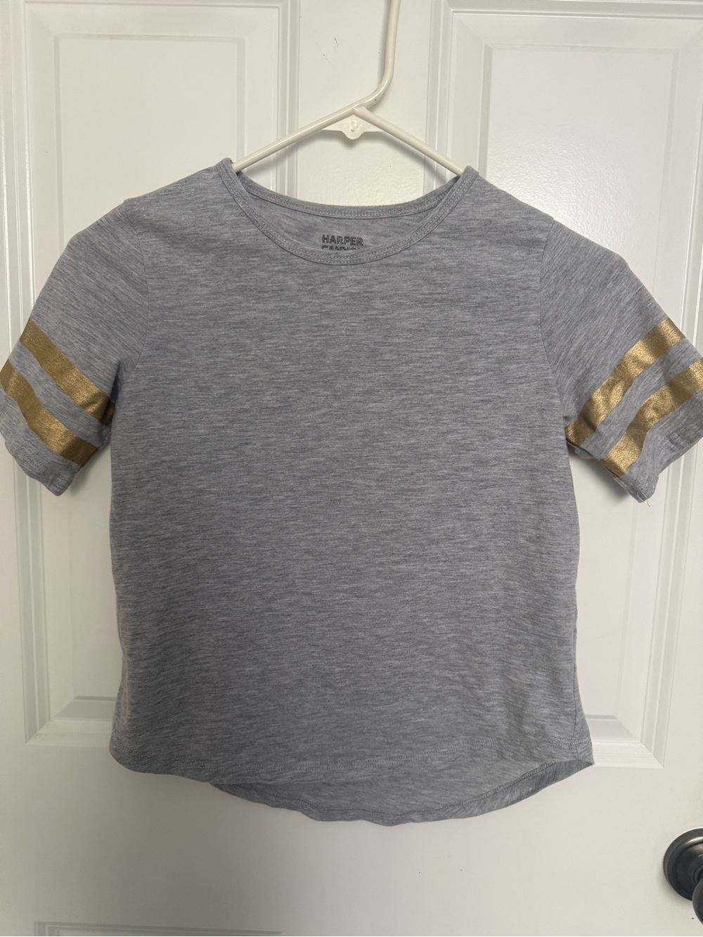Harper Canyon Gray Tee with Gold Sleeve Stripes